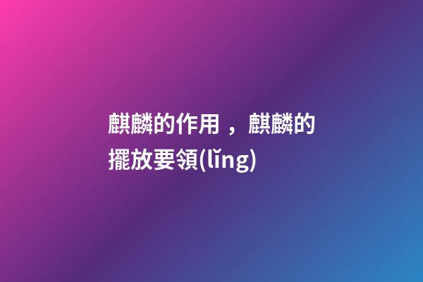 麒麟的作用，麒麟的擺放要領(lǐng)